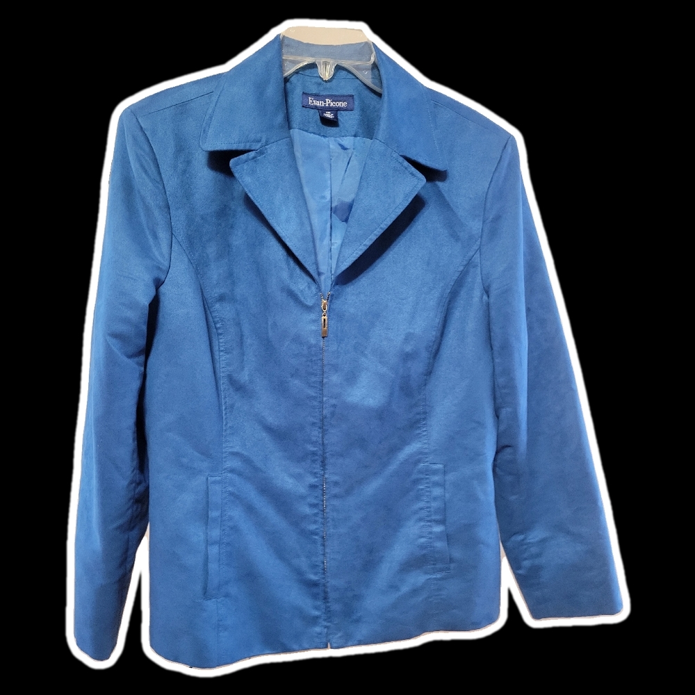 Women's Evan Picone Size 16 Teal Turquoise zip up jacket blazer